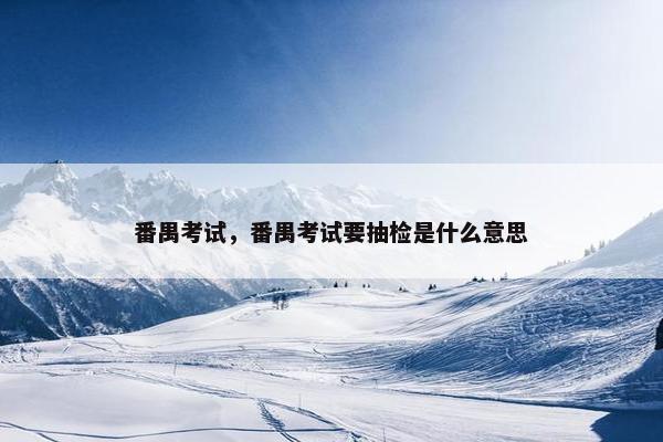 番禺考试，番禺考试要抽检是什么意思