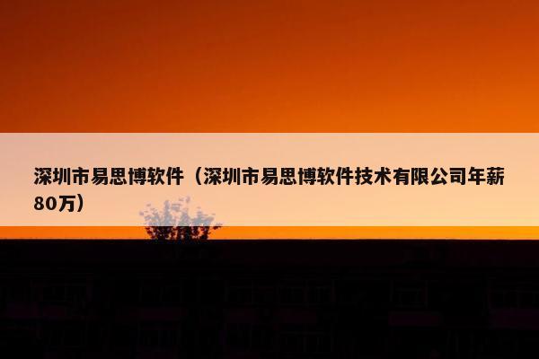 深圳市易思博软件（深圳市易思博软件技术有限公司年薪80万）