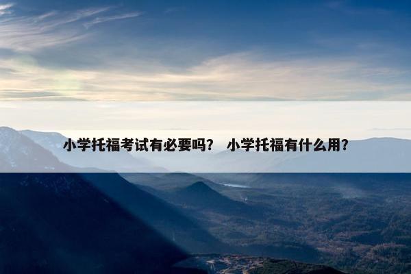 小学托福考试有必要吗？ 小学托福有什么用？