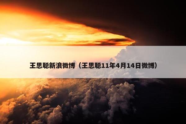 王思聪新浪微博（王思聪11年4月14日微博）