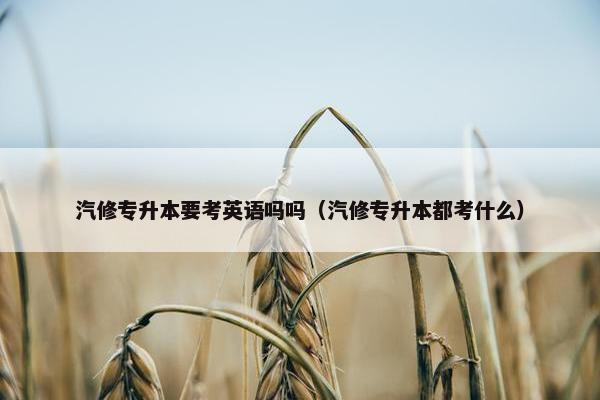 汽修专升本要考英语吗吗（汽修专升本都考什么）