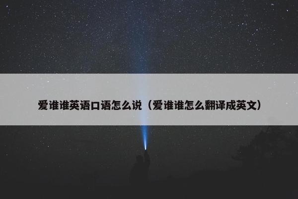 爱谁谁英语口语怎么说（爱谁谁怎么翻译成英文）