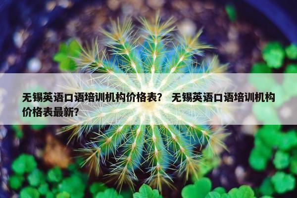 无锡英语口语培训机构价格表？ 无锡英语口语培训机构价格表最新？
