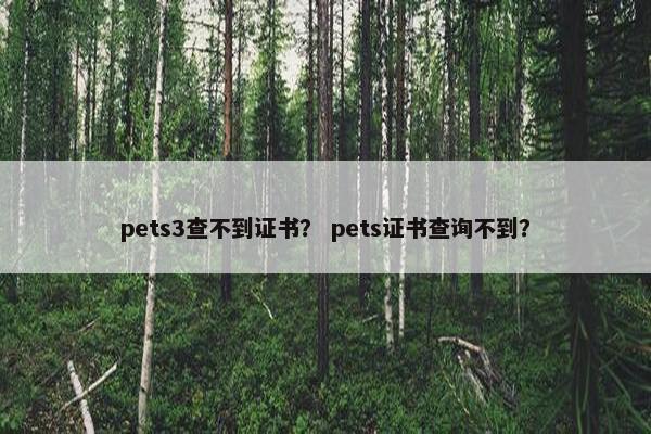 pets3查不到证书？ pets证书查询不到？