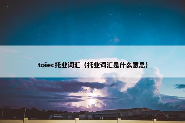 toiec托业词汇（托业词汇是什么意思）