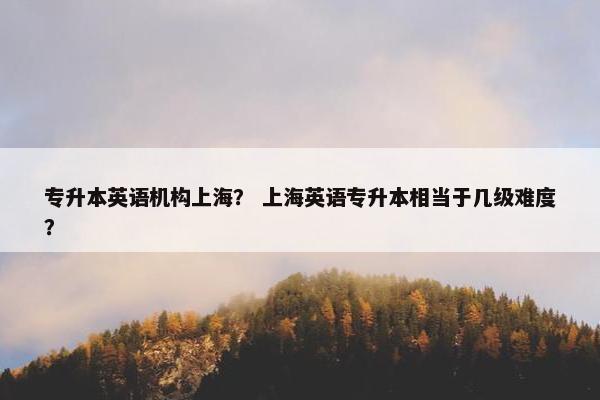 专升本英语机构上海？ 上海英语专升本相当于几级难度？