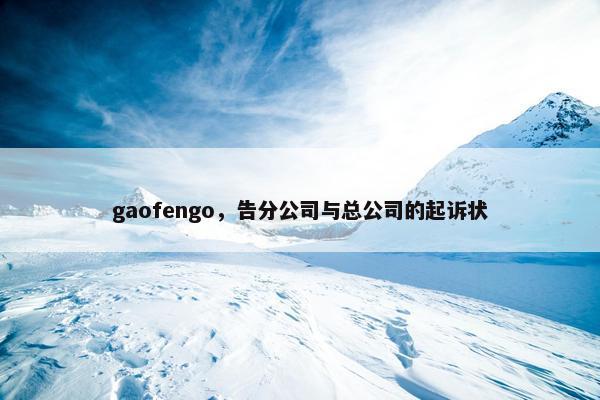 gaofengo，告分公司与总公司的起诉状