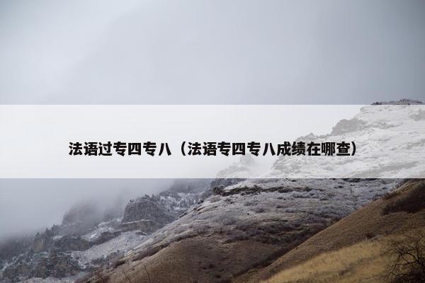法语过专四专八（法语专四专八成绩在哪查）