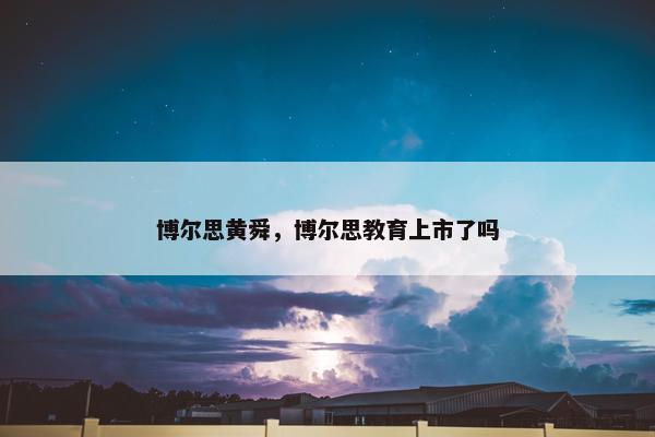 博尔思黄舜，博尔思教育上市了吗