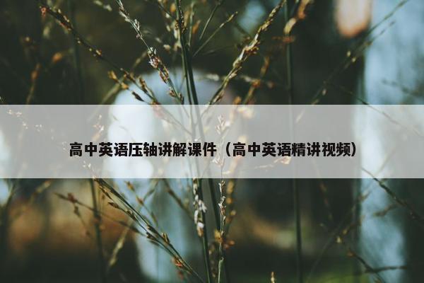 高中英语压轴讲解课件（高中英语精讲视频）