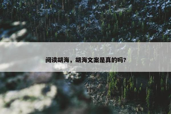 阅读胡海，胡海文案是真的吗?