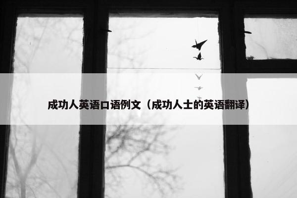 成功人英语口语例文（成功人士的英语翻译）