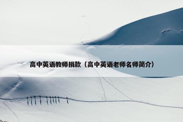 高中英语教师捐款（高中英语老师名师简介）