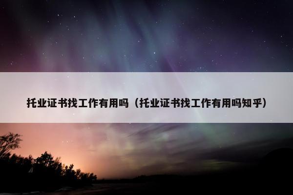 托业证书找工作有用吗（托业证书找工作有用吗知乎）