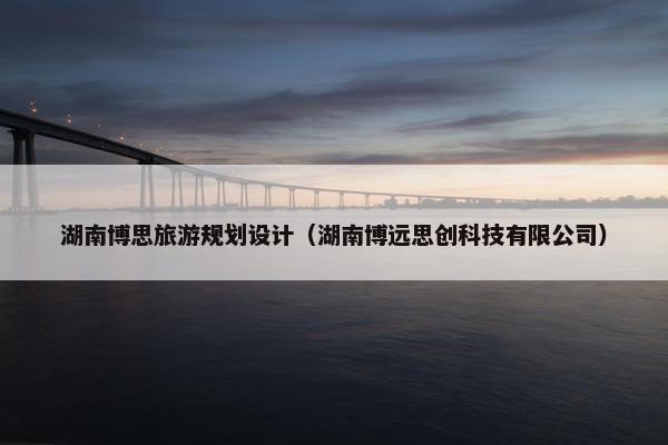 湖南博思旅游规划设计（湖南博远思创科技有限公司）