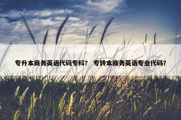 专升本商务英语代码专科？ 专转本商务英语专业代码？