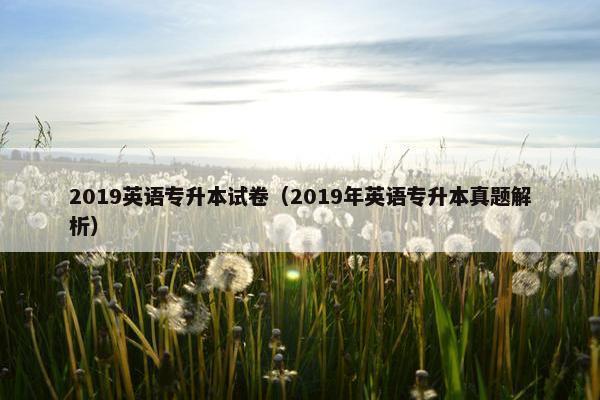 2019英语专升本试卷（2019年英语专升本真题解析）