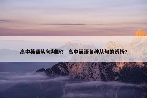 高中英语从句判断？ 高中英语各种从句的辨析？