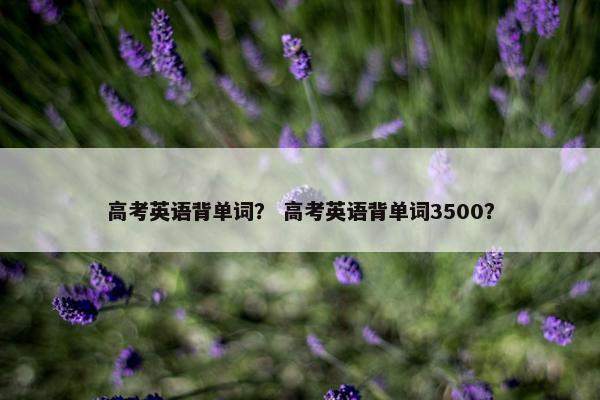 高考英语背单词？ 高考英语背单词3500？