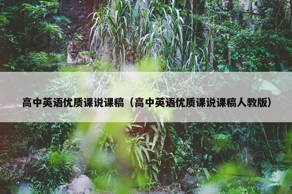 高中英语优质课说课稿（高中英语优质课说课稿人教版）