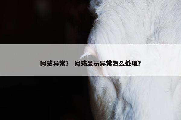 网站异常？ 网站显示异常怎么处理？