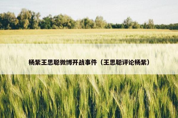 杨紫王思聪微博开战事件（王思聪评论杨紫）
