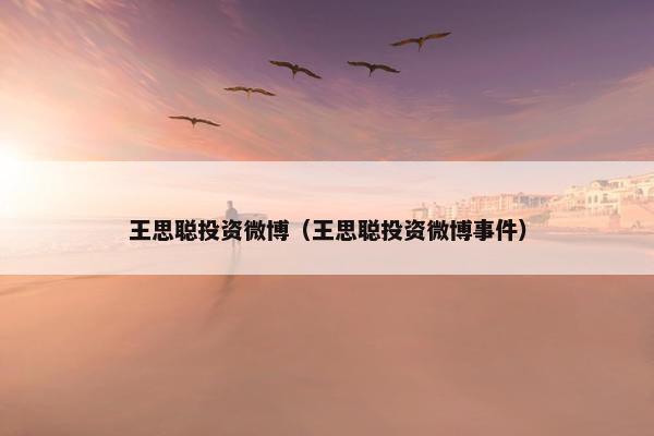 王思聪投资微博（王思聪投资微博事件）