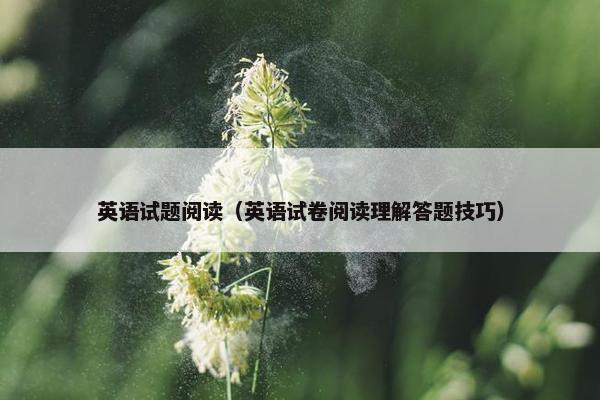 英语试题阅读（英语试卷阅读理解答题技巧）