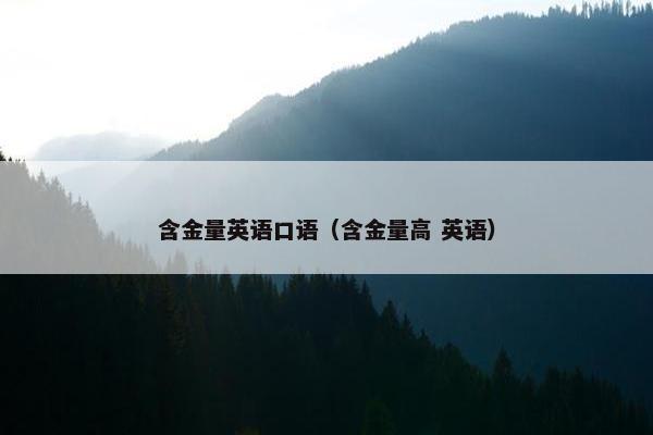 含金量英语口语（含金量高 英语）