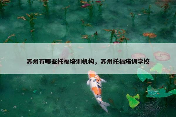 苏州有哪些托福培训机构，苏州托福培训学校