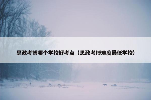 思政考博哪个学校好考点（思政考博难度最低学校）