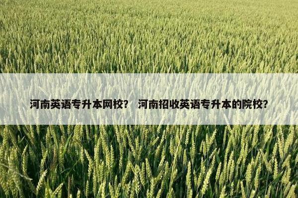 河南英语专升本网校？ 河南招收英语专升本的院校？