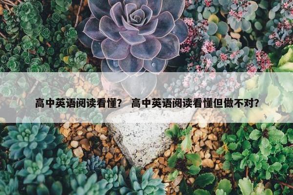 高中英语阅读看懂？ 高中英语阅读看懂但做不对？