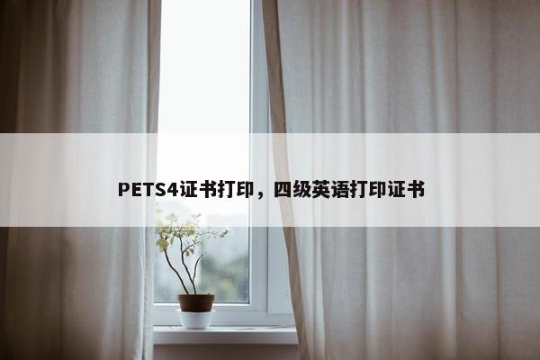 PETS4证书打印，四级英语打印证书