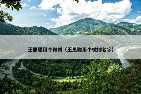 王思聪用个微博（王思聪用个微博名字）