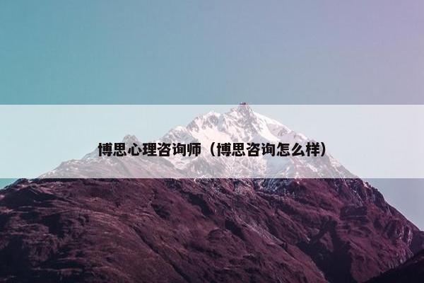 博思心理咨询师（博思咨询怎么样）