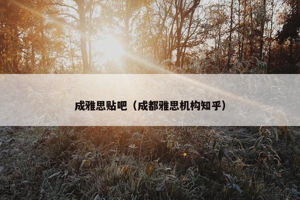 成雅思贴吧（成都雅思机构知乎）