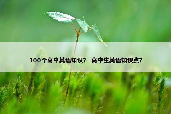 100个高中英语知识？ 高中生英语知识点？