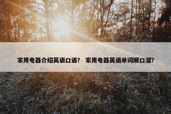 家用电器介绍英语口语？ 家用电器英语单词顺口溜？